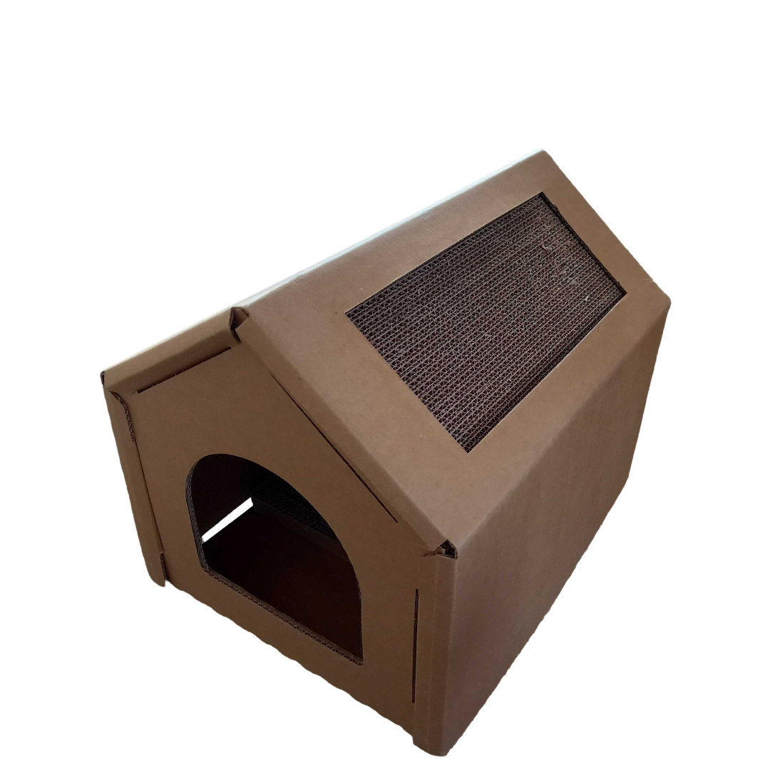 Cozy Cat House with Scratcher – Fun & Sturdy Hideout (Medium Size)