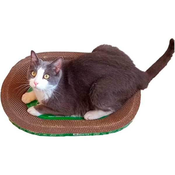 B- Scratcher Kitty Oval Scratcher, Cat Scratcher Cardboard Bed Lounge Couch for Indoor Cats Oval, Kitty Cat Scratching Pad Recycle Corrugate Scratcher Long Lasting Furniture