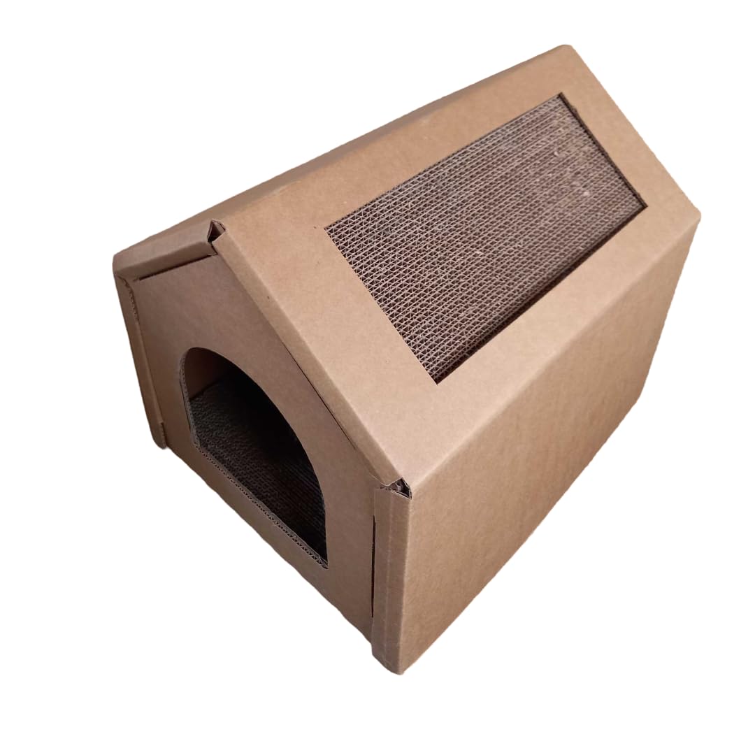 Cozy Cat House with Scratcher – Fun & Sturdy Hideout (Medium Size)