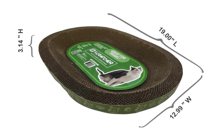B- Scratcher Kitty Oval Scratcher, Cat Scratcher Cardboard Bed Lounge Couch for Indoor Cats Oval, Kitty Cat Scratching Pad Recycle Corrugate Scratcher Long Lasting Furniture