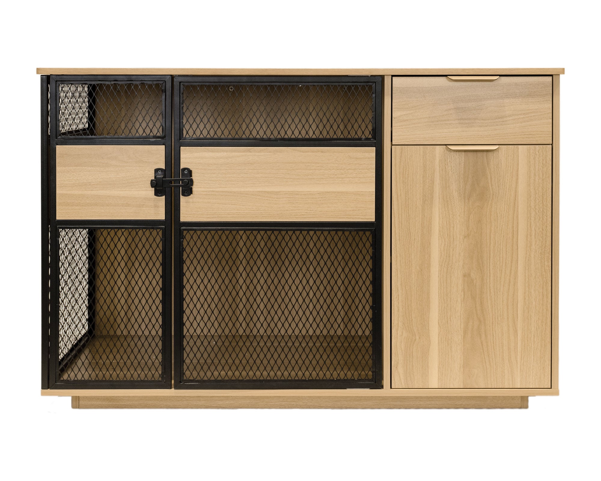 Lucky Kennels Clover Console Crate - Stylish Dog Crate with Metal Gate, 48" x 21" x 33", Wooden Base Design, Enhanced Airflow & Visibility