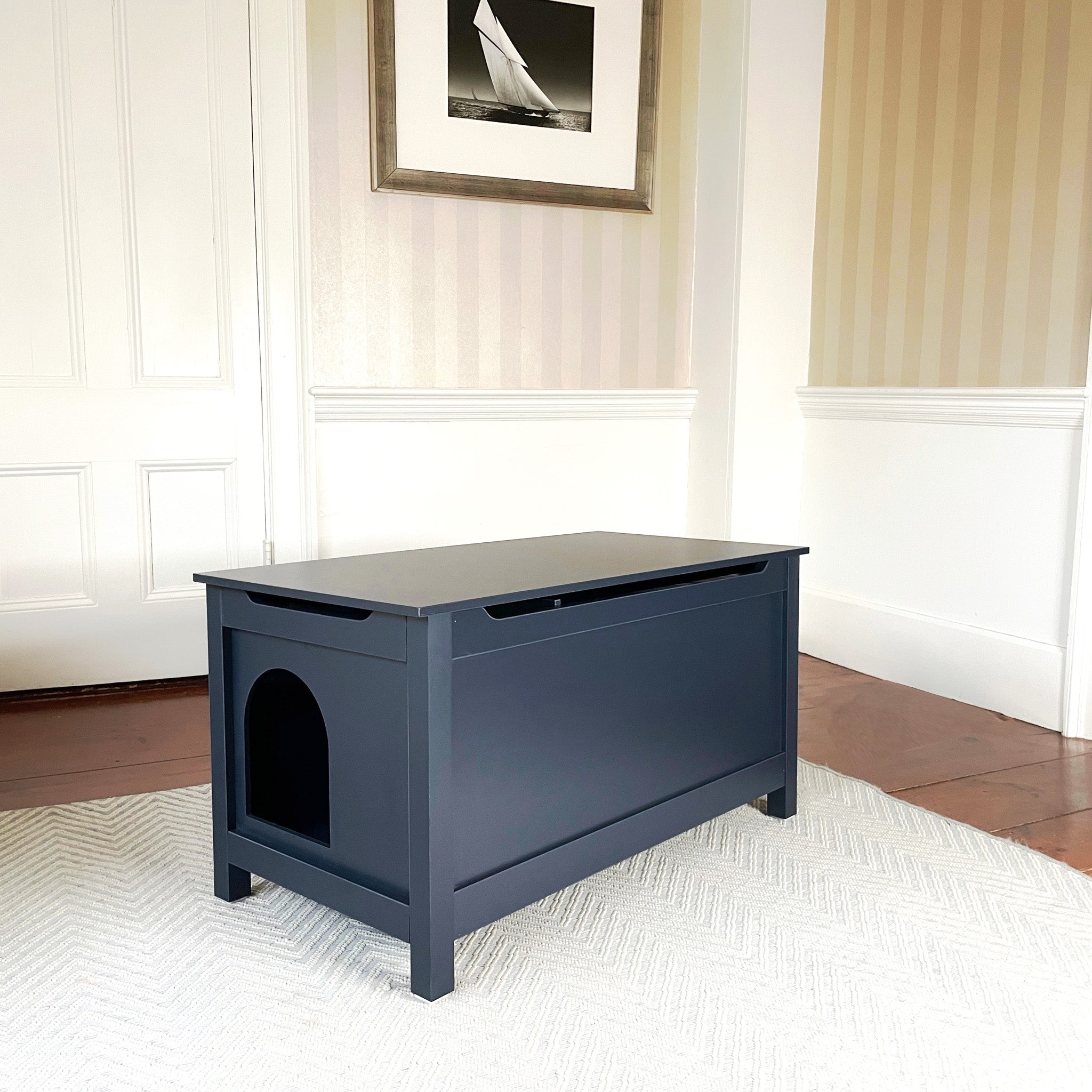 Parker Designer Catbox Cat Litter Box Enclosure, Hidden Dog-Proof Pet Furniture with Cover, Elegant Covered Odor Contained for Large Cats, Cat Litter Box Furniture With Lid, Cat Litter Boxes, Charcoal