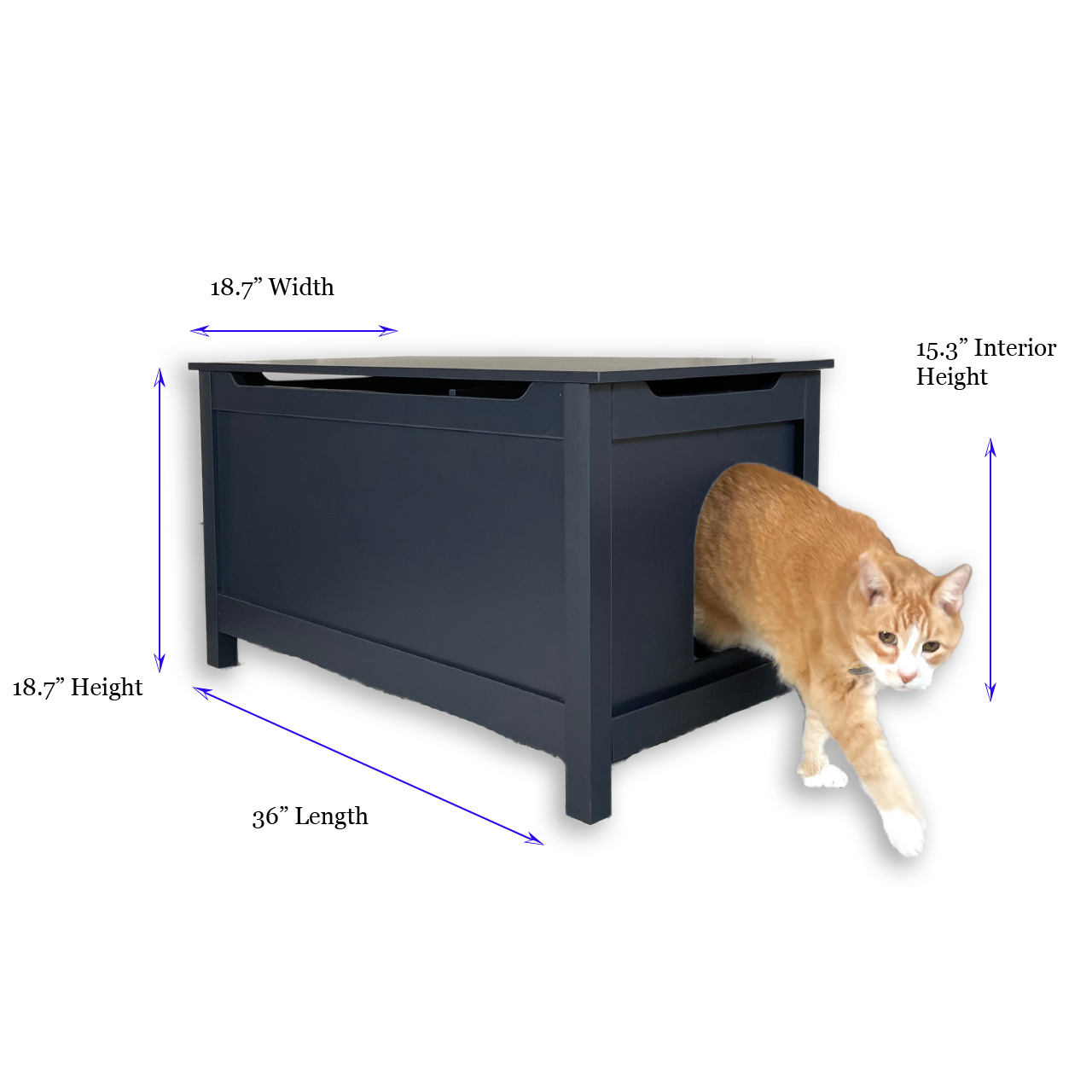 Parker Designer Catbox Cat Litter Box Enclosure, Hidden Dog-Proof Pet Furniture with Cover, Elegant Covered Odor Contained for Large Cats, Cat Litter Box Furniture With Lid, Cat Litter Boxes, Charcoal