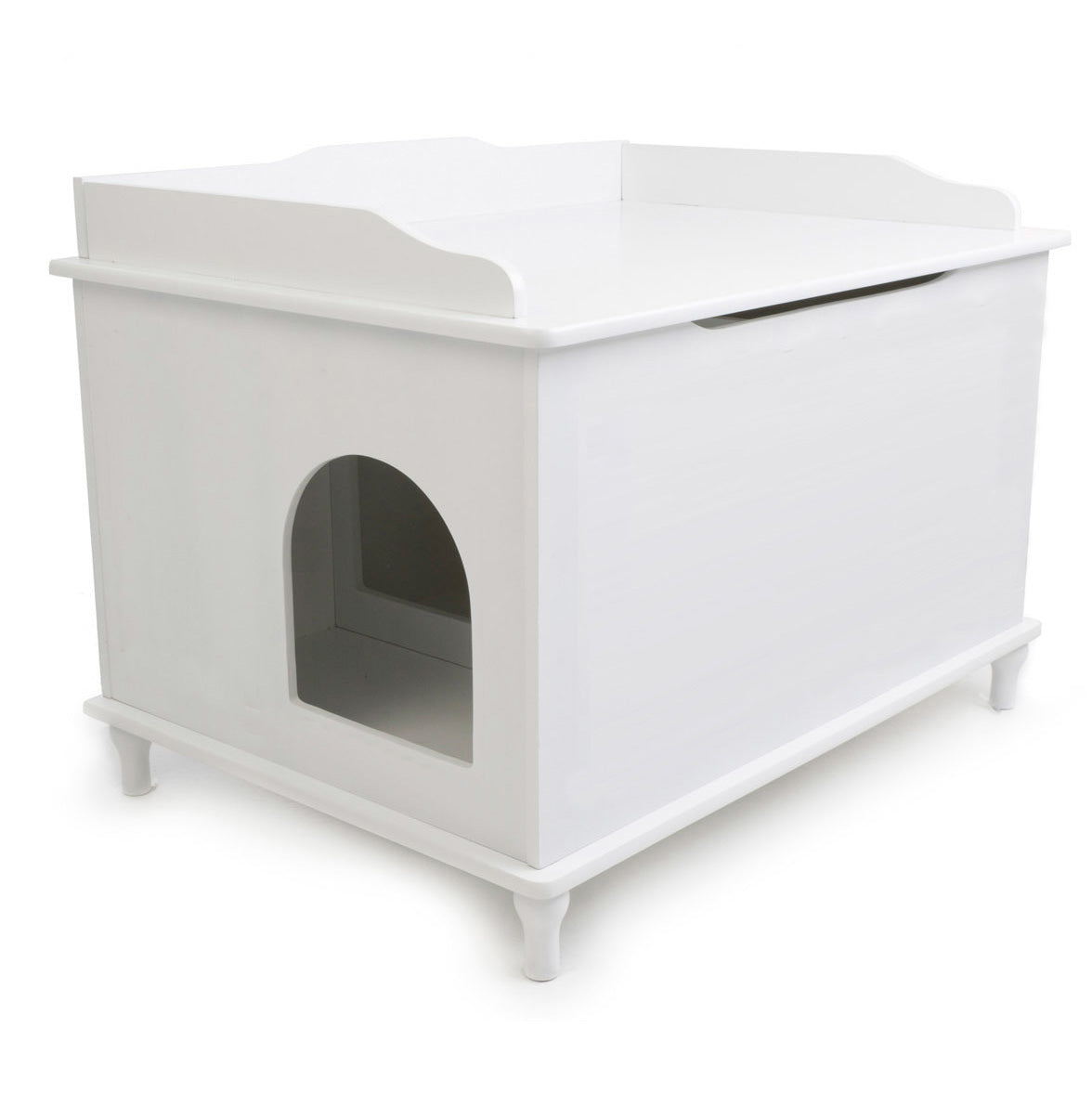 Designer Catbox Cat Litter Box Enclosure, Hidden, Dog-Proof Pet Furniture with Cover, Elegant, Covered, Odor Contained for Large Cats, Cat Litter Box Furniture with Lid, Cat Litter Boxes, White