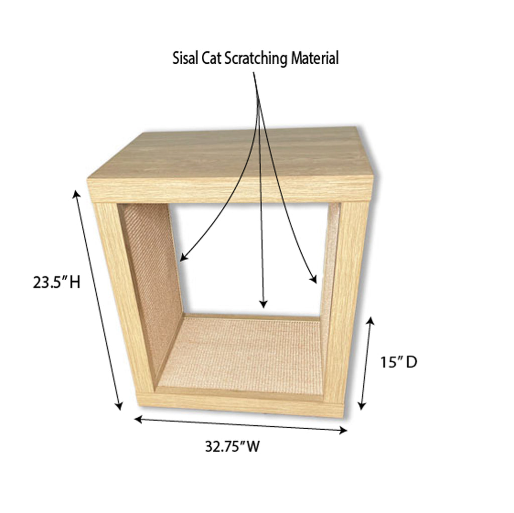 Bailey Cat Scratcher, Wooden Cat Scratcher and End Table, Sisal Scratching Furniture Post for Cats and Kittens, Interior Design Scratching Post, Driftwood - Light Wood Veneer
