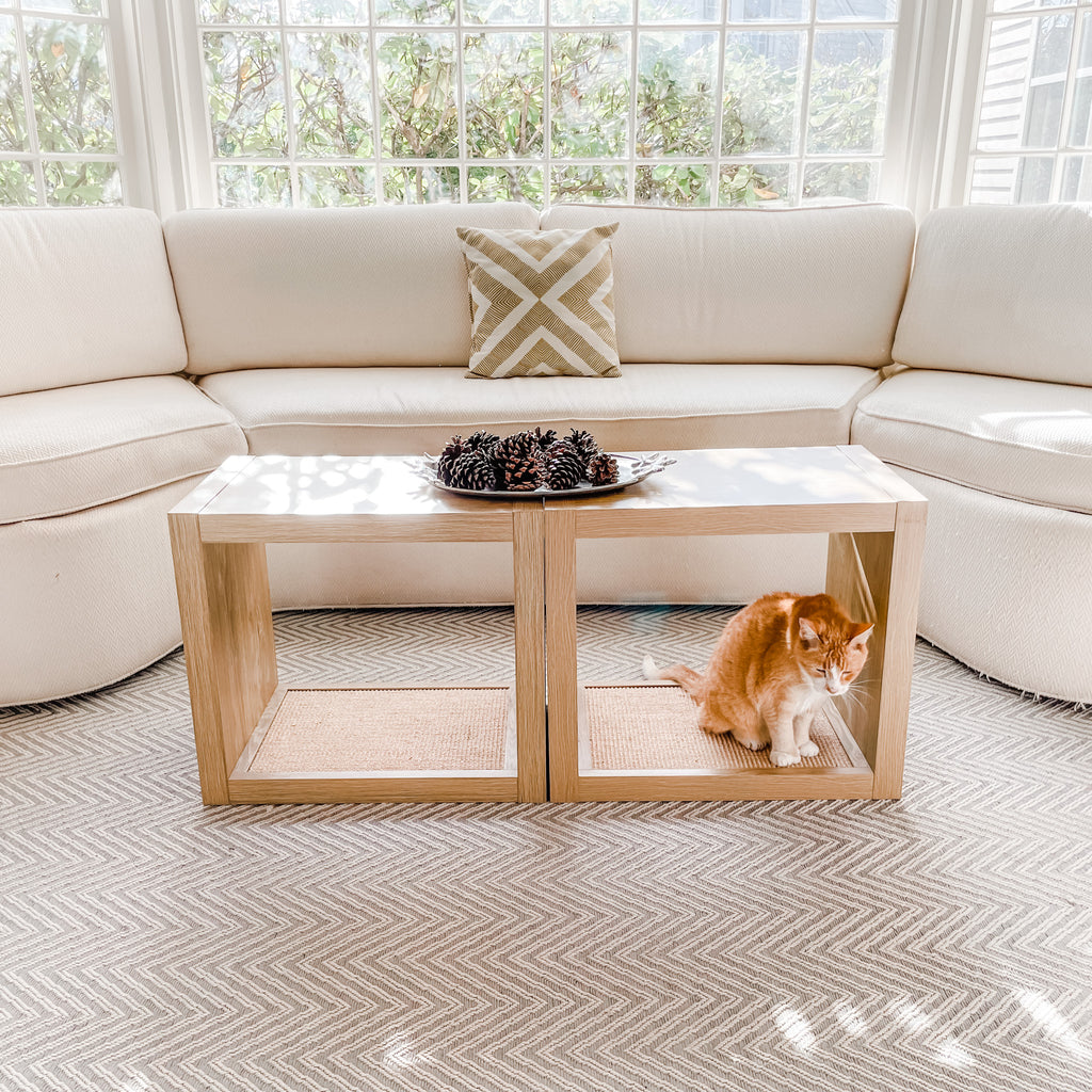 Bailey Cat Scratcher, Wooden Cat Scratcher and End Table, Sisal Scratching Furniture Post for Cats and Kittens, Interior Design Scratching Post, Driftwood - Light Wood Veneer