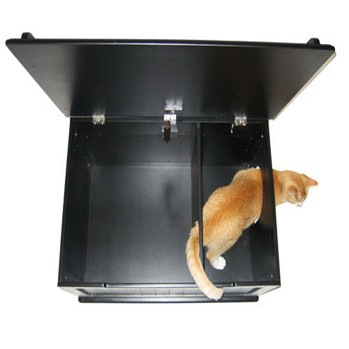 Designer Catbox Cat Litter Box Enclosure, Hidden, Dog-Proof Pet Furniture with Cover, Elegant, Covered, Odor Contained for Large Cats, Cat Litter Box Furniture with Lid, Black, Jumbo Sized
