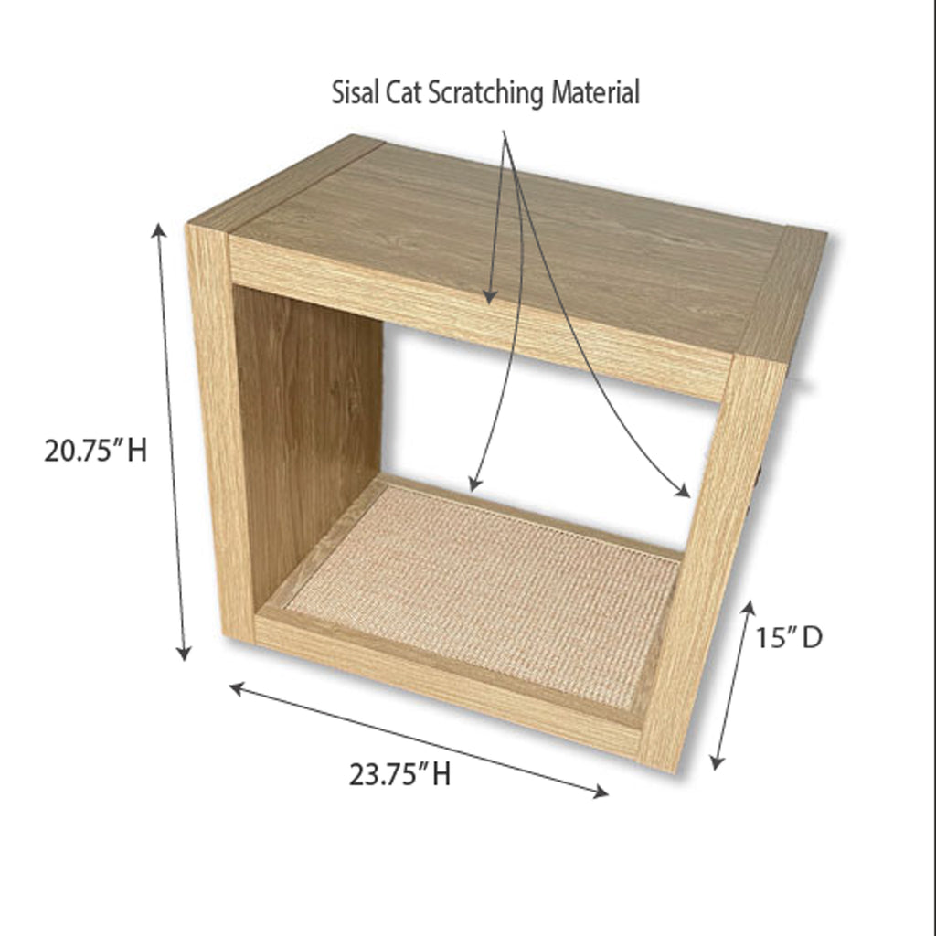 Bailey Cat Scratcher, Wooden Cat Scratcher and End Table, Sisal Scratching Furniture Post for Cats and Kittens, Interior Design Scratching Post, Driftwood - Light Wood Veneer