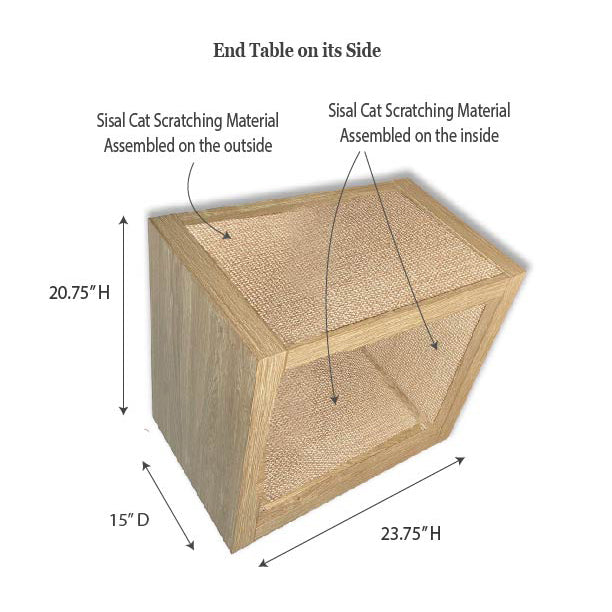 Bailey Cat Scratcher, Wooden Cat Scratcher and End Table, Sisal Scratching Furniture Post for Cats and Kittens, Interior Design Scratching Post, Driftwood - Light Wood Veneer