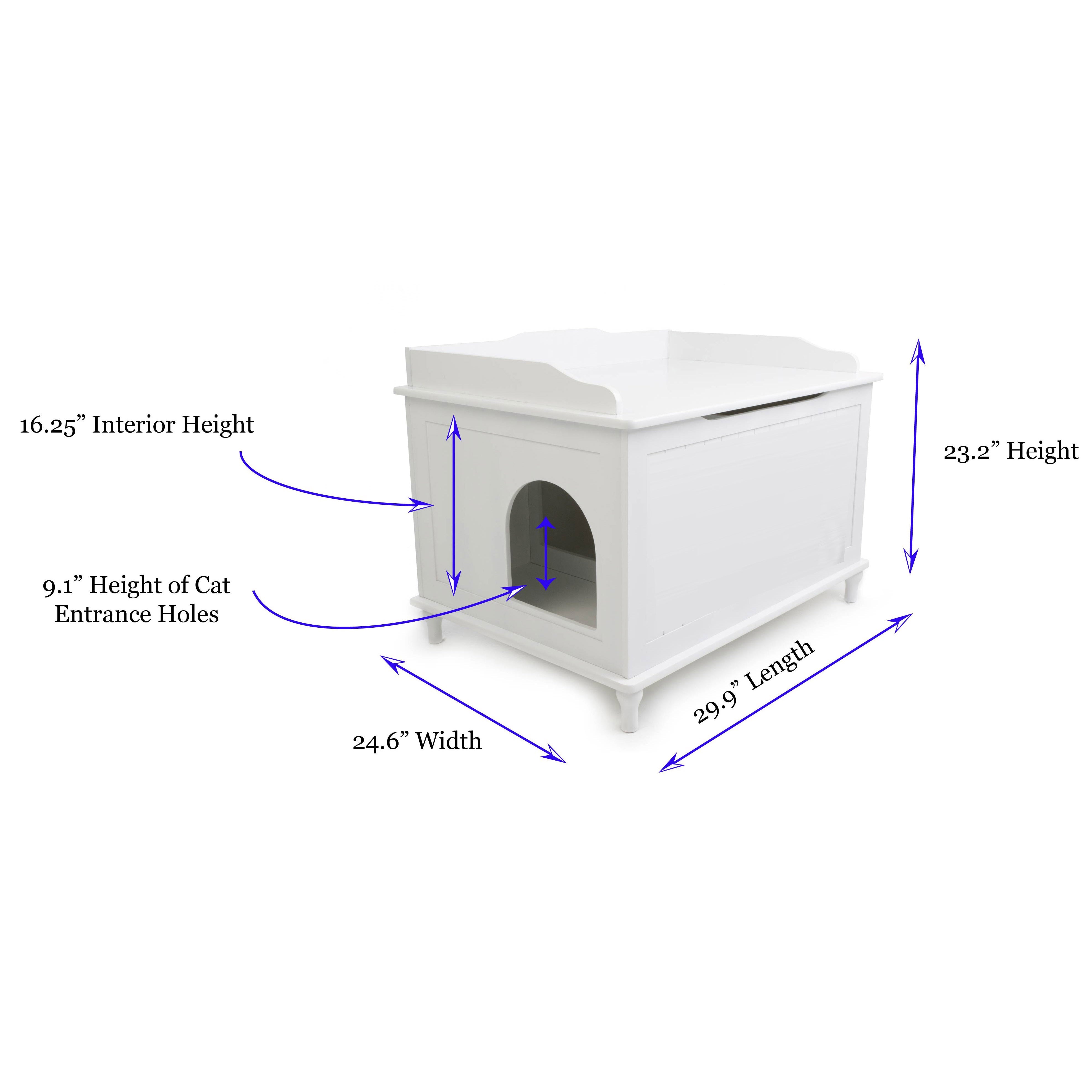 Designer Catbox Cat Litter Box Enclosure, Hidden, Dog-Proof Pet Furniture with Cover, Elegant, Covered, Odor Contained for Large Cats, Cat Litter Box Furniture with Lid, White, Jumbo Sized