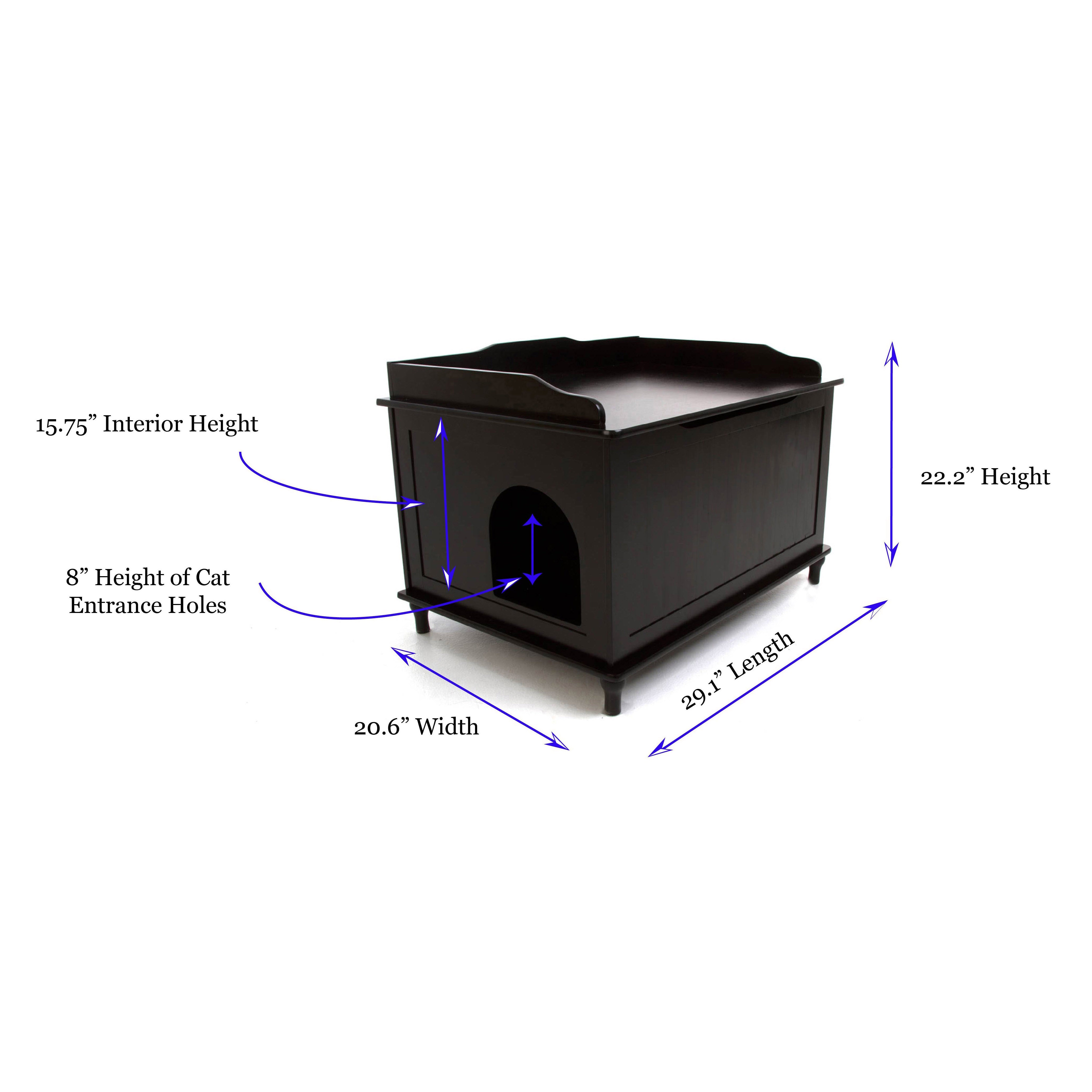 Designer Catbox Cat Litter Box Enclosure, Hidden, Dog-Proof Pet Furniture with Cover, Elegant, Covered, Odor Contained for Large Cats, Cat Litter Box Furniture with Lid, Cat Litter Boxes, Black