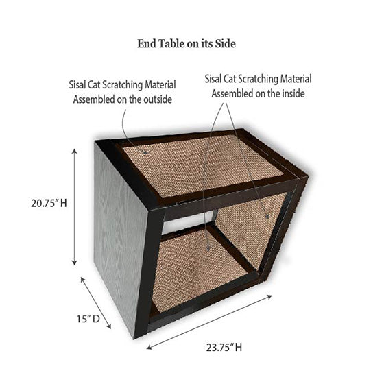 Bailey Cat Scratcher, Wooden Cat Scratcher and End Table, Sisal Scratching Furniture Post for Cats and Kittens, Interior Design Scratching Post, Espresso - Dark Wood Veneer