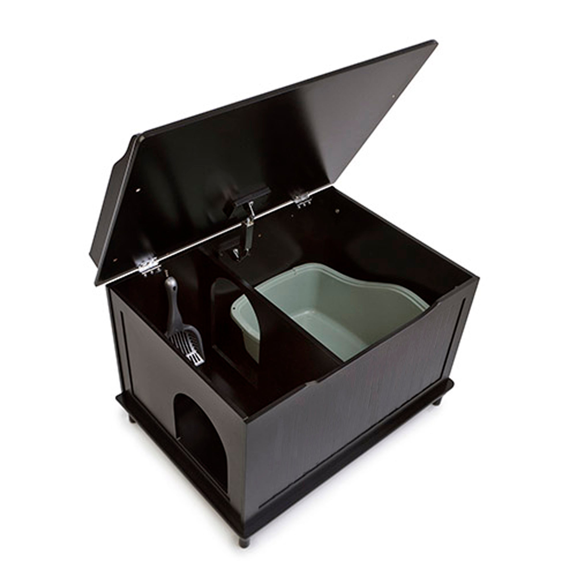Designer Catbox Cat Litter Box Enclosure, Hidden, Dog-Proof Pet Furniture with Cover, Elegant, Covered, Odor Contained for Large Cats, Cat Litter Box Furniture with Lid, Cat Litter Boxes, Black