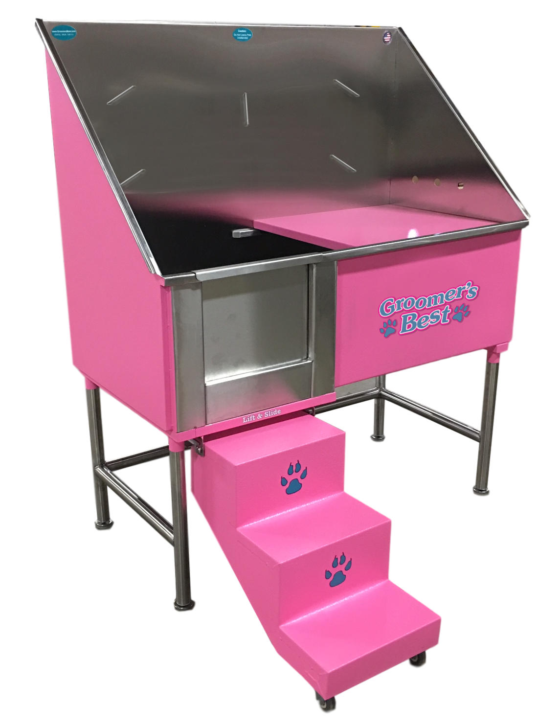 Groomer's Best Stainless Steel Elite Dog Grooming Bath Tub w/ Steps