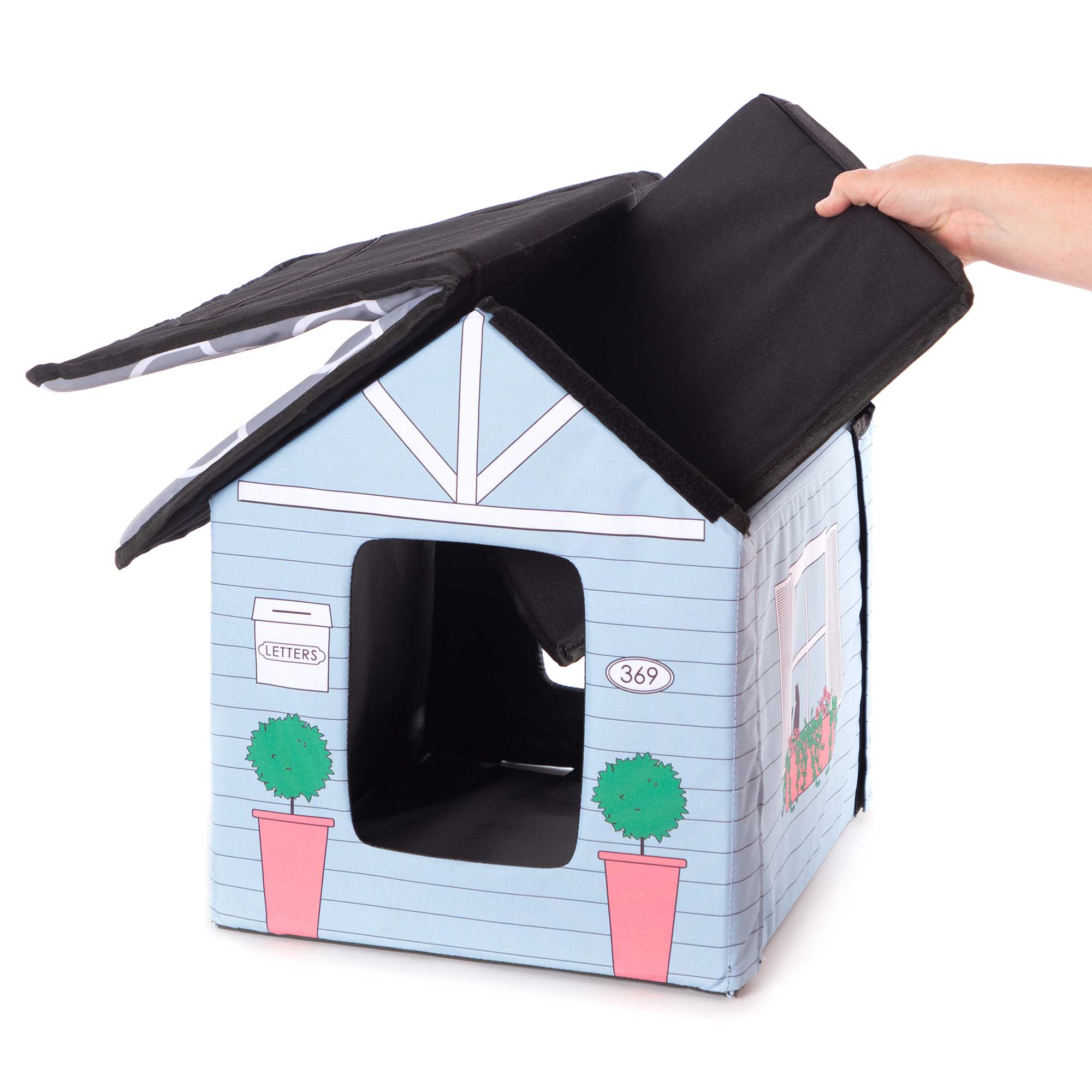 K&H Pet Products Outdoor Kitty House Cat Shelter (Unheated) Cottage Design Blue 18″ x 22″ x 17″ – KH3901