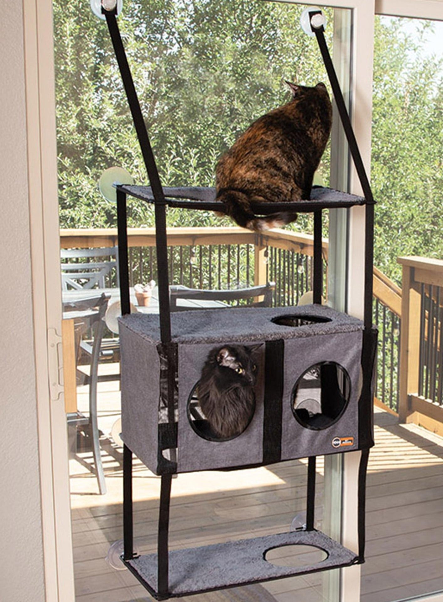 K&H Pet Products EZ Mount Window Kitty Sill Quad Stack Gray 12″ x 23″ x 72″ – KH4928