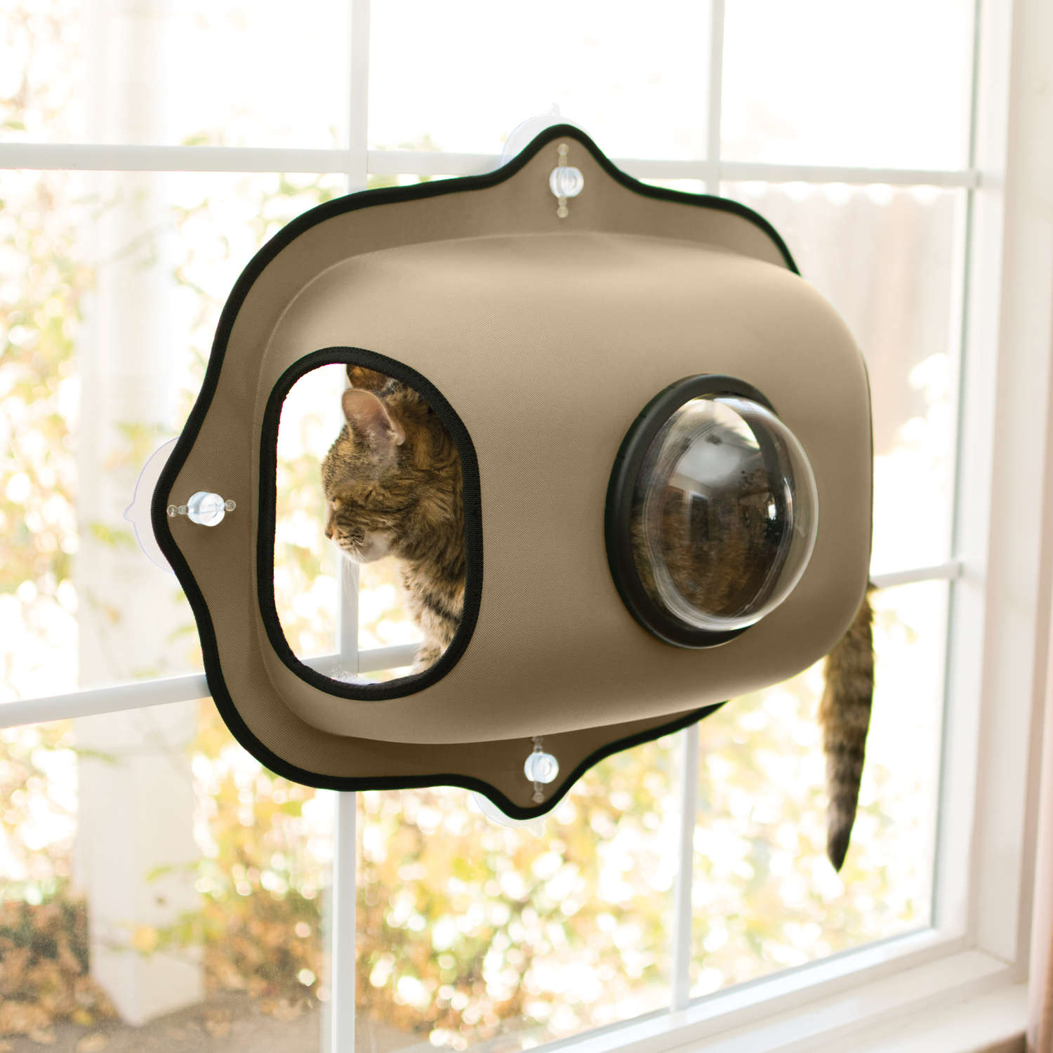 K&H Pet Products EZ Mount Window Bubble Cat Pod Tan 27″ x 20″ x 7.5″ – KH9171