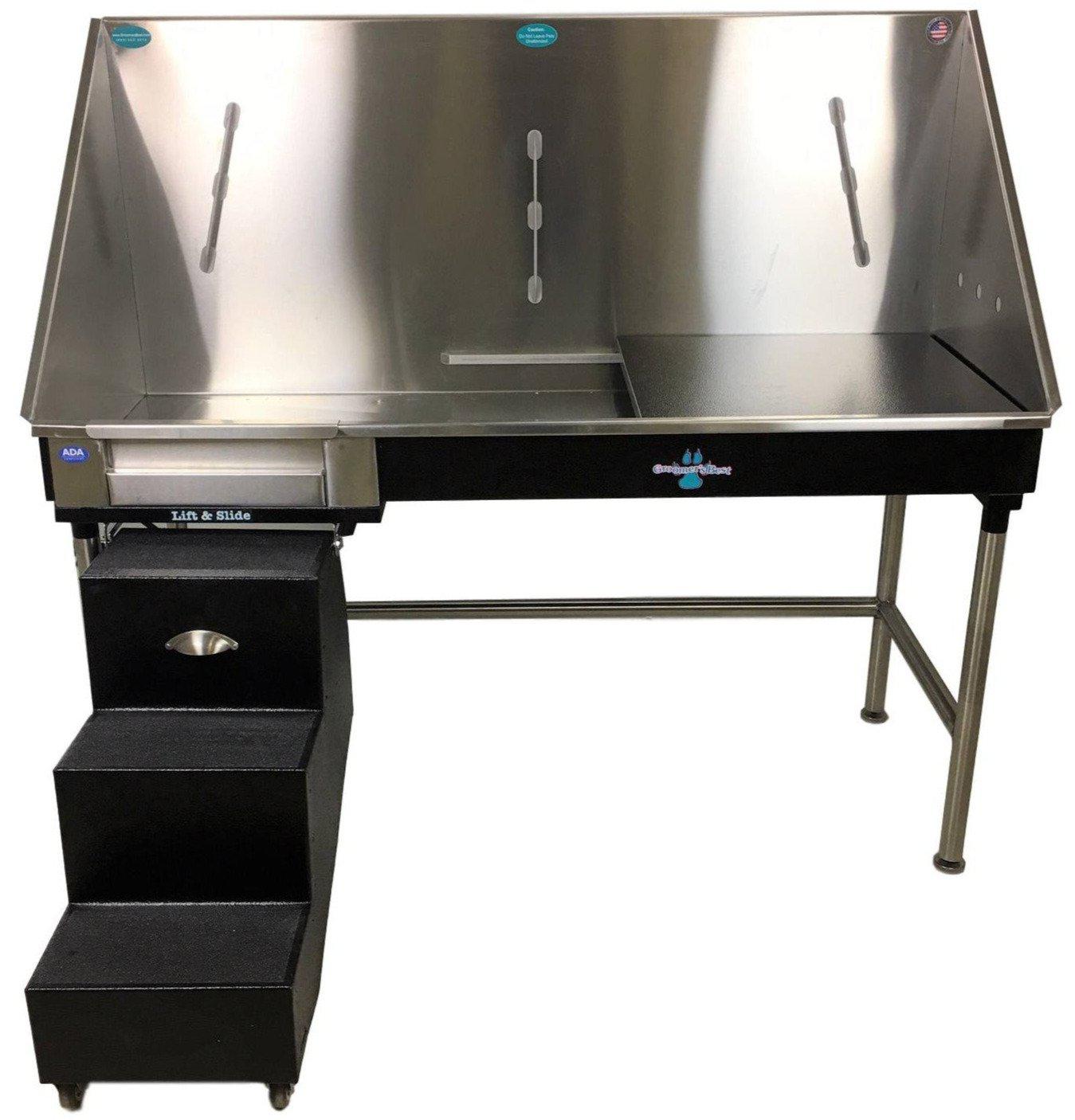 Groomer's Best Stainless Steel ADA Compliant Elite Dog Grooming Bath Tub with Lift & Slide Steps