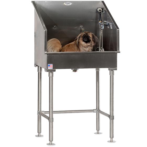 PetLift Stainless Steel Mini Dog Grooming Bath Tub for Tall People or Wheelchair Accessible, ADA